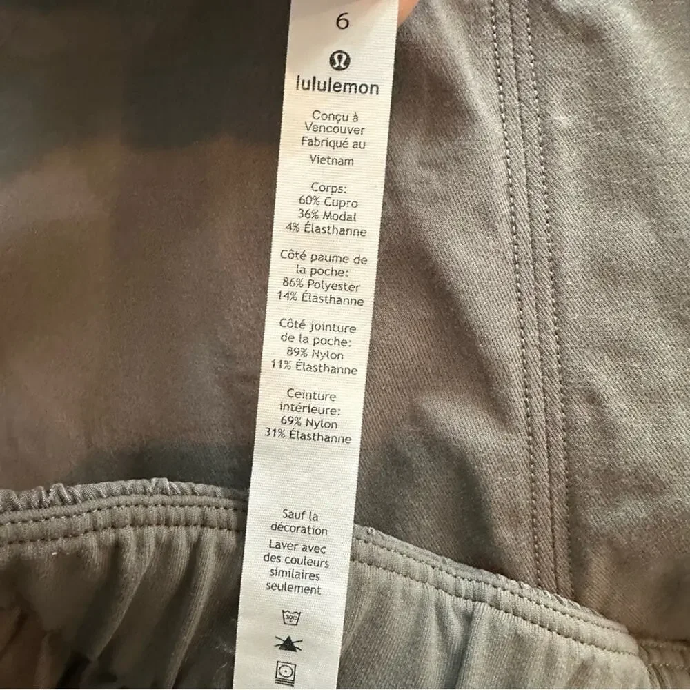 Lululemon Dynamic Days Gray Sage Cupro Modal Athleisure Trouser Pants size 6